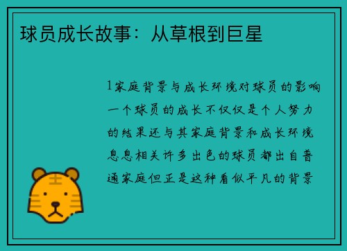 球员成长故事：从草根到巨星